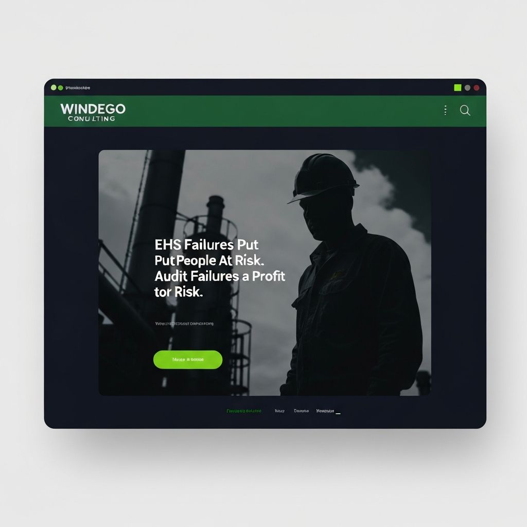 Windego Consulting website hero with bold headline about EHS audits and worker safety